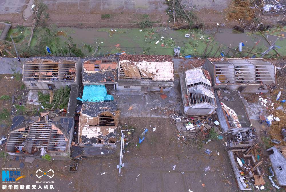 航拍直击江苏盐城市龙卷风受灾现场